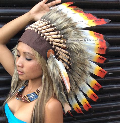 indianer kopfschmuck|Indianer Kopfschmuck, Coiffe Indienne, Federhaube & Kette ein。